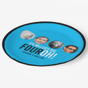 Blauw 40e Vier OH! foto veertigste verjaardagsfees Papieren Bordje