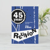blauw 45 jaar Uitnodiging voor reünie (Staand voorkant)