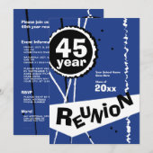 blauw 45 jaar Uitnodiging voor reünie (Voorkant / Achterkant)