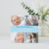 Blauw 4 foto's - Geboorteaankondiging Aankondiging (Staand voorkant)