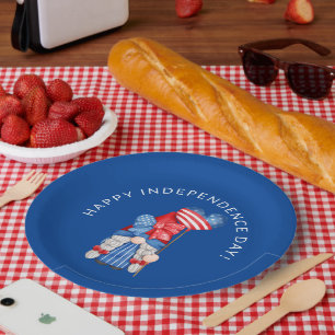 Blauw 4 juli kabouter onafhankelijkheidsdag feest papieren bordje