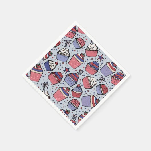Blauw 4 juli Rood wit en blauw patriottische cupca Servet (Hoek)