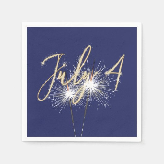 Blauw 4 juli Sparklers Napkins Servet (Voorkant)