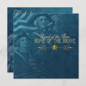  Blauw 4 juli Uitnodigingen (Voorkant / Achterkant)