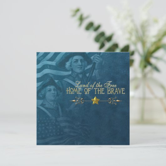 Blauw 4 juli Uitnodigingen (Staand voorkant)