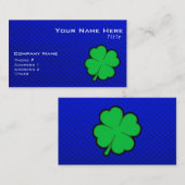Blauw 4-lederen klaver visitekaartje (Voorkant / Achterkant)