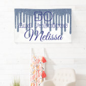 Blauw 50 en brute verjaardag spandoek (Insitu)