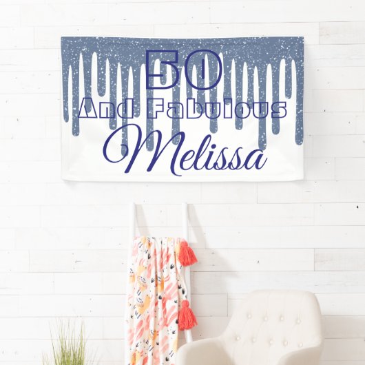 Blauw 50 en brute verjaardag spandoek (Insitu)