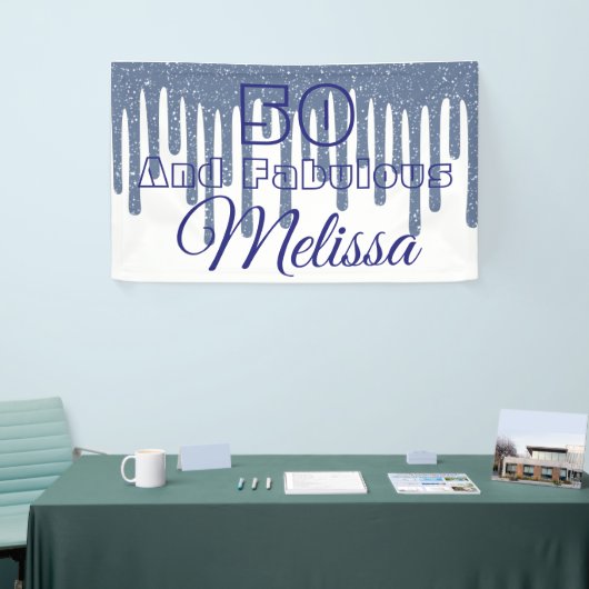 Blauw 50 en brute verjaardag spandoek (Beurs)