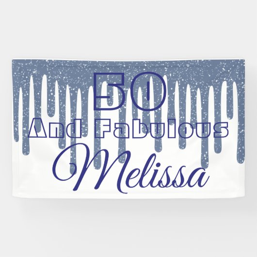 Blauw 50 en brute verjaardag spandoek (Horizontaal)