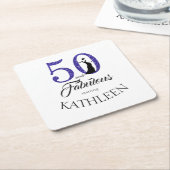 Blauw 50 en Fabulous Verjaardagsfeest Aangepaste N Kartonnen Onderzetters (Schuin)