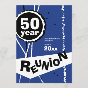  blauw 50 jaar Uitnodiging van de Klasse Reunion