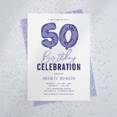 Blauw 50e verjaardagsfeest kaart