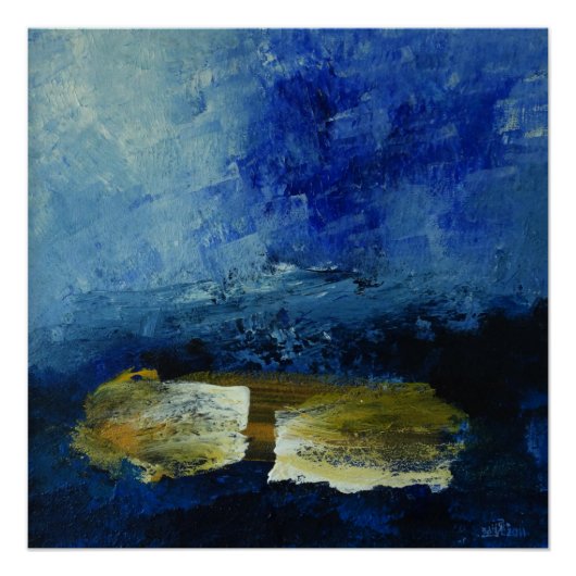 Blauw 51 cm x 51 cm Poster Papier (Voorkant)
