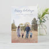 Blauw 5 Foto Prettige Feestdagen Kaart met tekst (Staand voorkant)