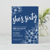 Blauw 60e verjaardagsfeest kaart (Staand voorkant)