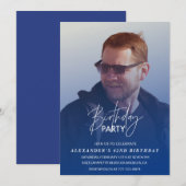 Blauw 62e verjaardag uitnodiging Verjaardagsfeest  (Voorkant / Achterkant)