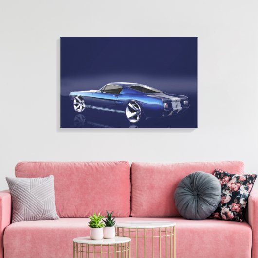 Blauw '66 Mustang Canvas Afdruk (Insitu (Woonkamer))