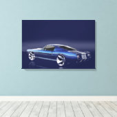 Blauw '66 Mustang Canvas Afdruk (Insitu (Houten vloer))