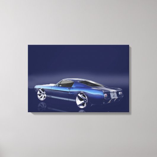 Blauw '66 Mustang Canvas Afdruk (Voorkant)