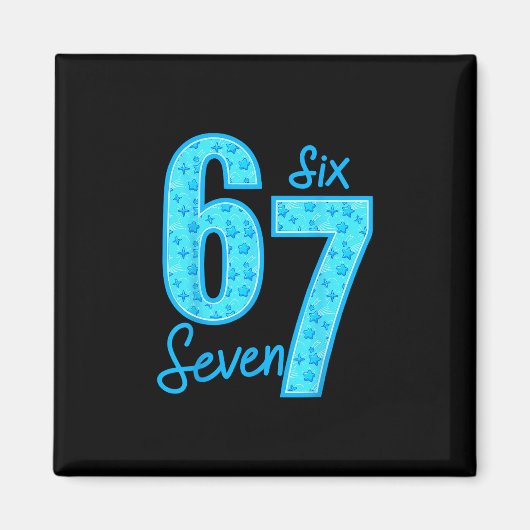 Blauw 67 Grappige Meme Magneet (Voorkant)