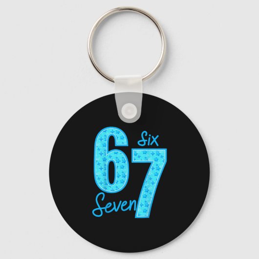 Blauw 67 Grappige Meme  Sleutelhanger (Voorkant)