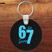 Blauw 67 Grappige Meme  Sleutelhanger (Voorkant)