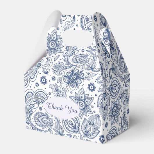 Blauw  70e Verjaardag Dank u Favor Box Bedankdoosjes (Achterkant)