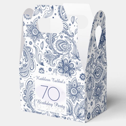 Blauw  70e Verjaardag Dank u Favor Box Bedankdoosjes (Geopend)