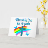  BLAUW 75E VERJAARDAG CHRISTELIJK ONTWERP KAART (Gele Bloem)