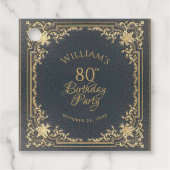 Blauw 80e Verjaardag Elegant  Goud Script Bedankjes Labels (Voorkant)