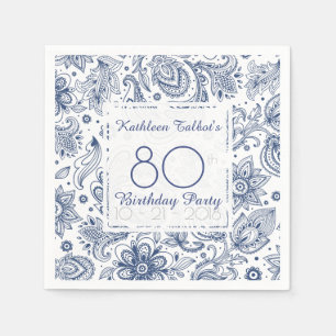 Blauw  80e verjaardag van Napkin Servetten