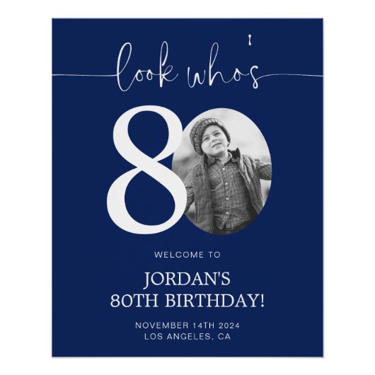Blauw 80e verjaardag welkomstbord | Kijk eens wie Perfect Poster (Voorkant)