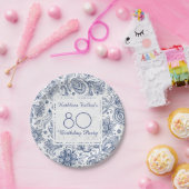 Blauw  80th Birthday Party Paper Bord (Feest)