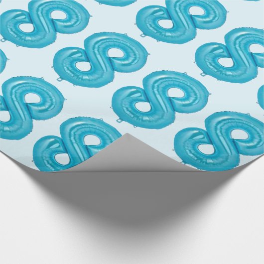 Blauw 8 ballon inpakpapier (Hoek)