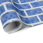 Blauw, 8-bits, gepixeleerd patroon voor bakstenen cadeaupapier (Rol Hoek)