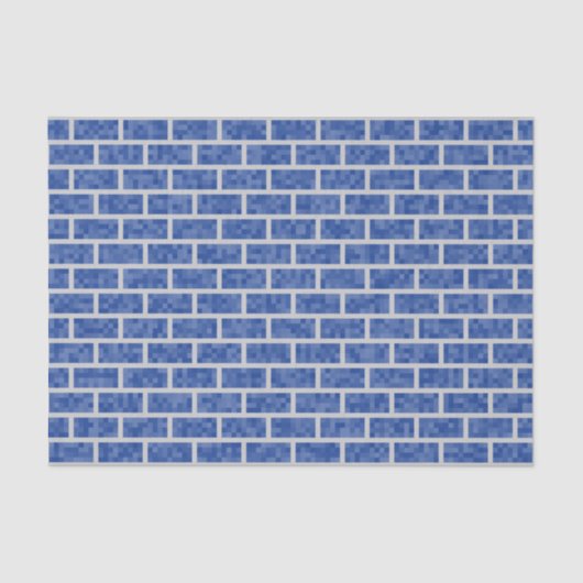 Blauw 8-bits, pixelated Graphics Style Bricks Patt Tissuepapier (Voorkant)