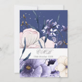 Blauw 90ste verjaardag bloemig zilver elegant chic kaart (Voorkant)