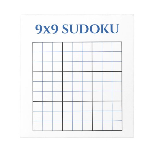 Blauw 9x9 Blank Sudoku Grid Notitieblok (Voorkant)