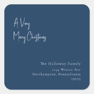 Blauw A heel prettig kerstvierkant envelop Vierkante Sticker