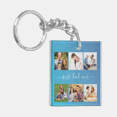 Blauw Aangepast 6 Foto en tekst, beste vader ooit Sleutelhanger (Voorkant Links)