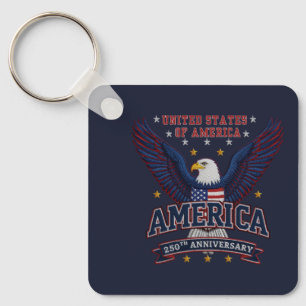 Blauw Aangepast Amerika 250 Zakelijk QR Code Vierk Sleutelhanger
