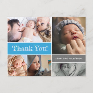 Blauw aangepast Baby shower van de nieuwe babyfoto Briefkaart