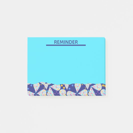 Blauw aangepast bloembladpatroon post-it® notes (Voorkant)