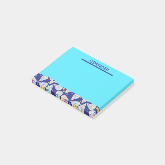 Blauw aangepast bloembladpatroon post-it® notes (Schuin)
