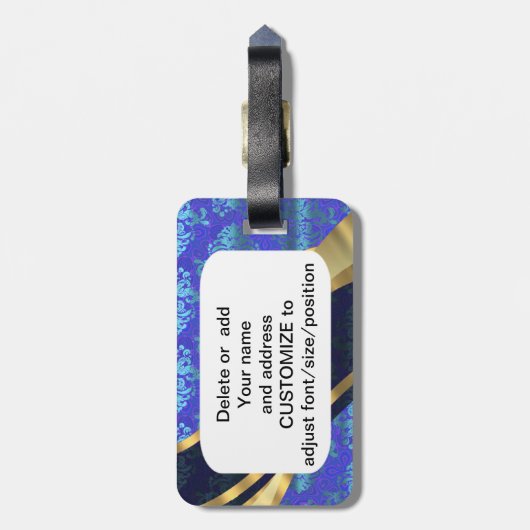 Blauw aangepast  demaspatroon bagagelabel (Achterkant verticaal)
