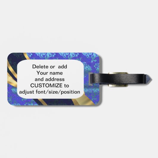 Blauw aangepast  demaspatroon bagagelabel (Achterkant horizontaal)