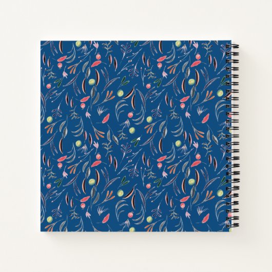 Blauw | Aangepast door Floral | Elegant MONOGRAM Notitieboek (Achterkant)