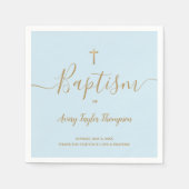 Blauw aangepast Elegant Gold Cross-Baptisemscript Servet (Voorkant)