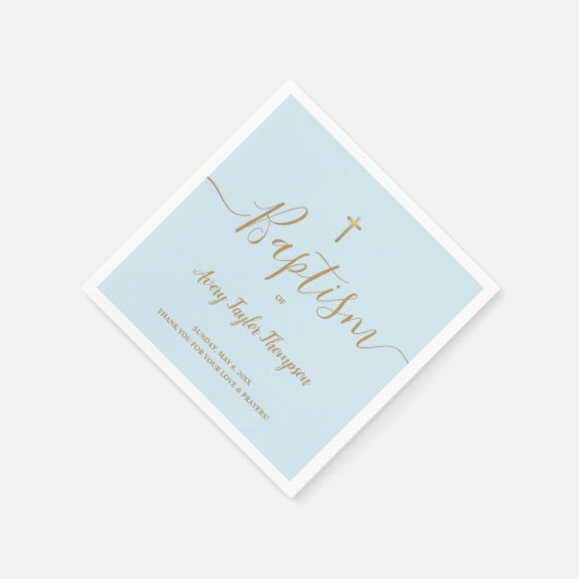 Blauw aangepast Elegant Gold Cross-Baptisemscript Servet (Hoek)